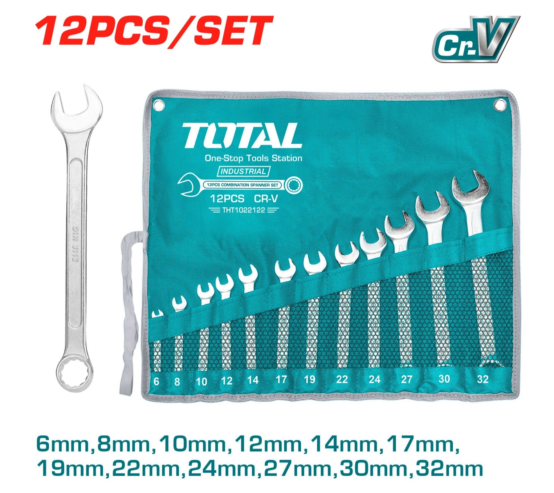 Total 12 Pcs combination spanner set THT1022122