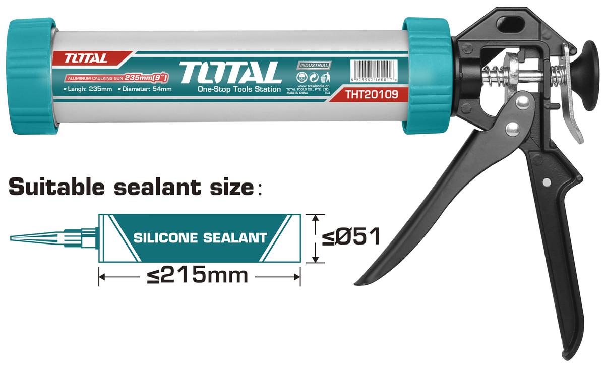 Total Aluminum caulking gun 9" THT20109