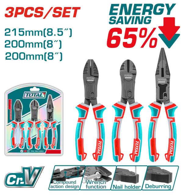 Total 3 Pcs compound action pliers set
THT2CK231S