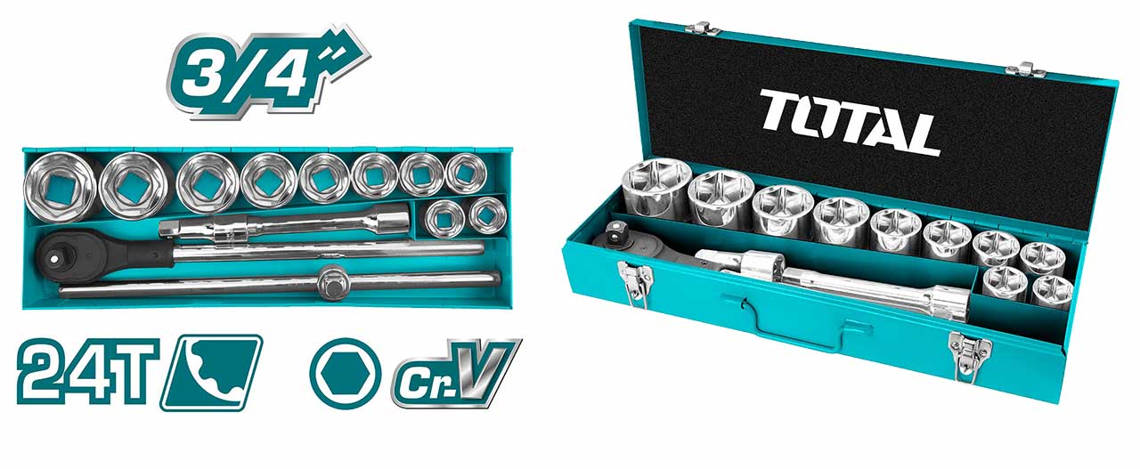 Total 15 Pcs 3/4" socket set THT341151