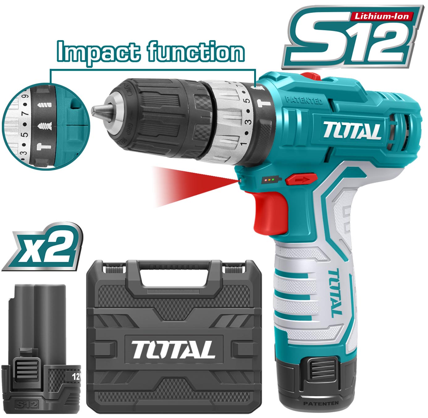 Total Lithium-Ion impact drill 12V TIDLI1232