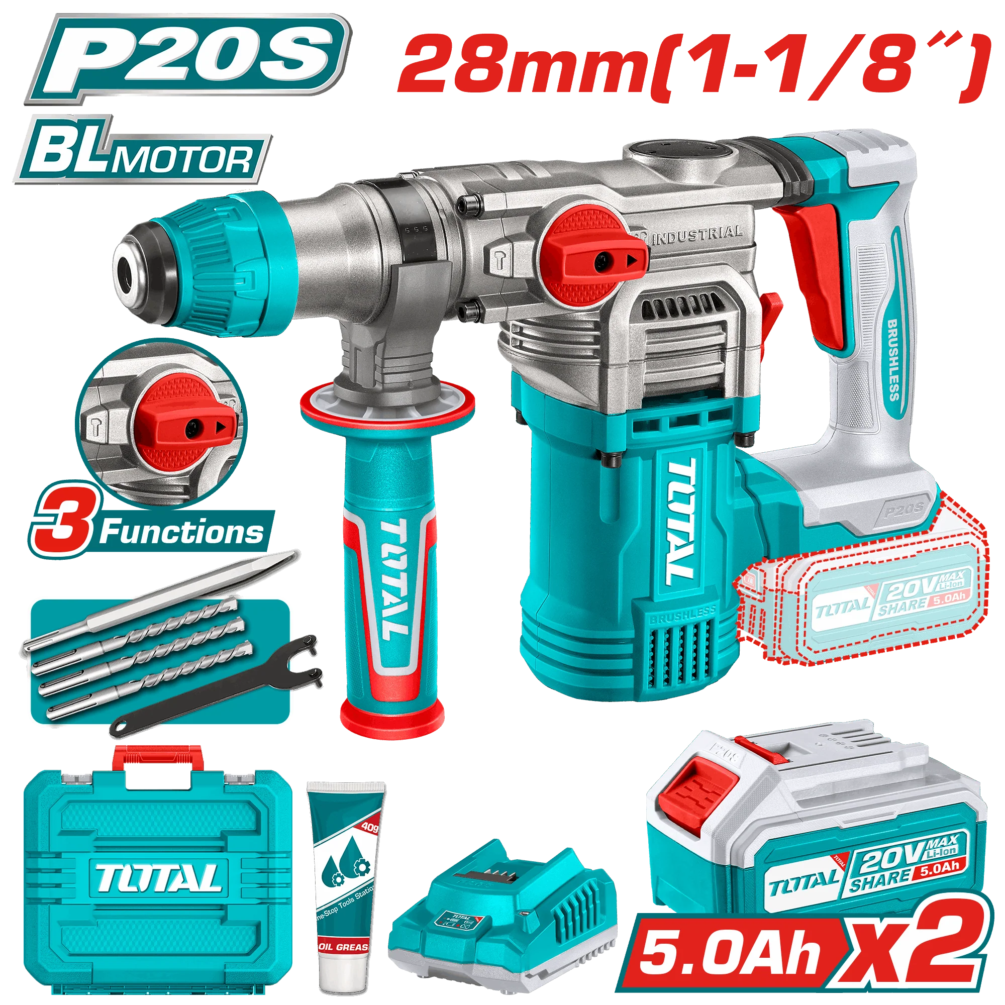 Total Cordless rotary hammer TRHLI202885