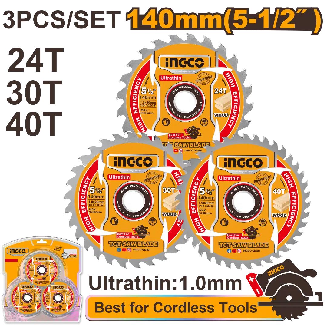 Ingco Ultra-thin TCT saw blade set TSB4003
