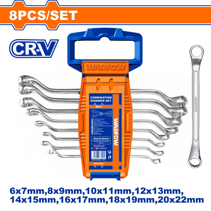 Wadfow 8 Pcs Offset Ring Spanner Set 6-22mm WFR3208