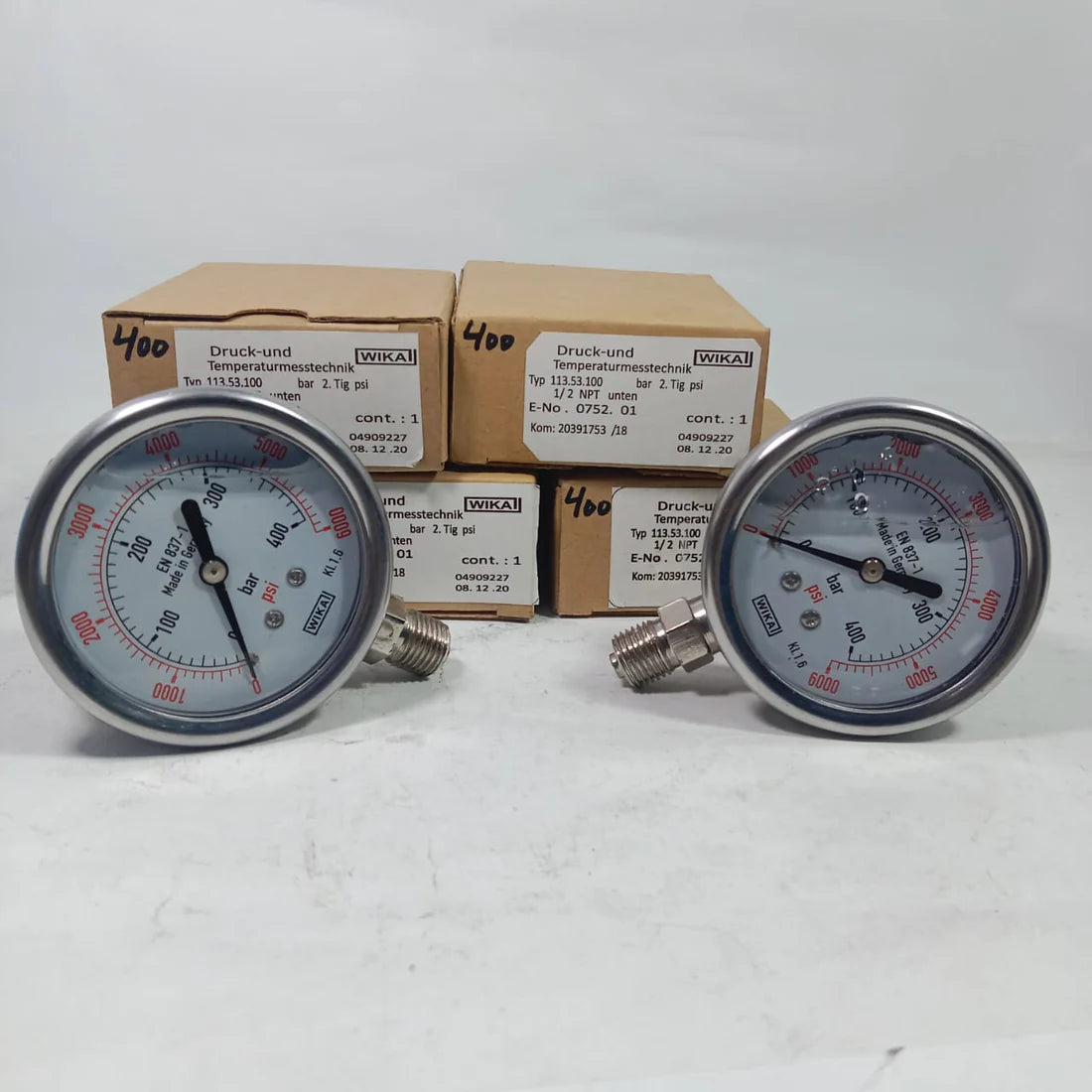 WIKA Germany Pressure Gauge - 2.5 Inch Dial, 1/4 NPT, Full Stainless Steel