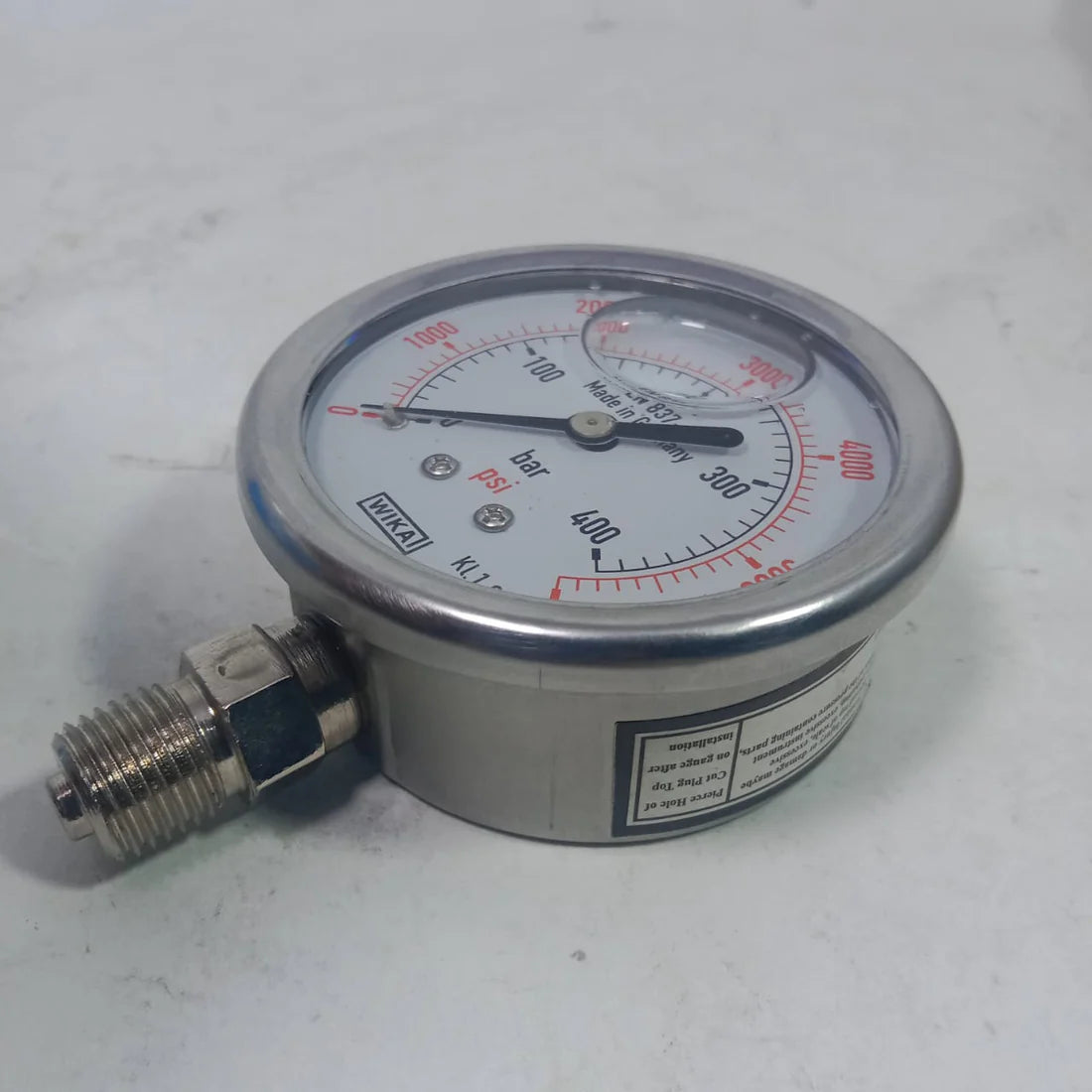 WIKA Germany Pressure Gauge - 2.5 Inch Dial, 1/4 NPT, Full Stainless Steel