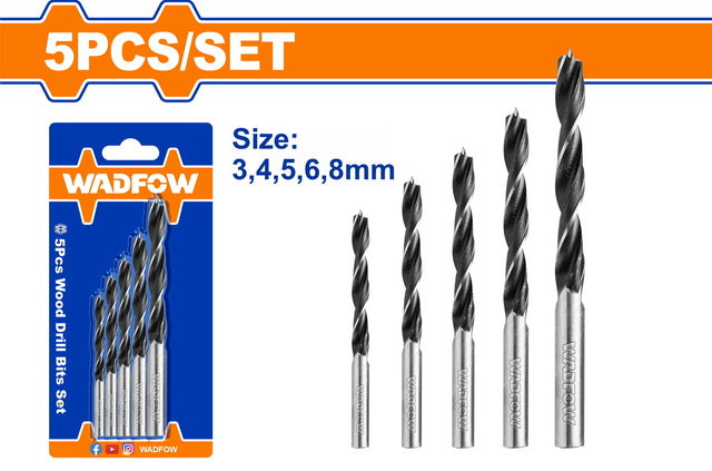 Wadfow 5pcs wood drill bits set WSJ3K01