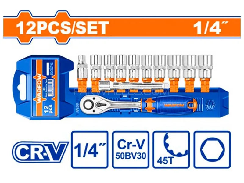 WADFOW 12 Pcs 1/4" socket set WST4212