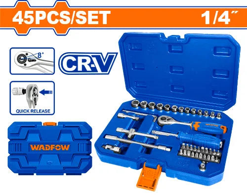 WADFOW 45 Pcs 1/4" socket set WST4D45