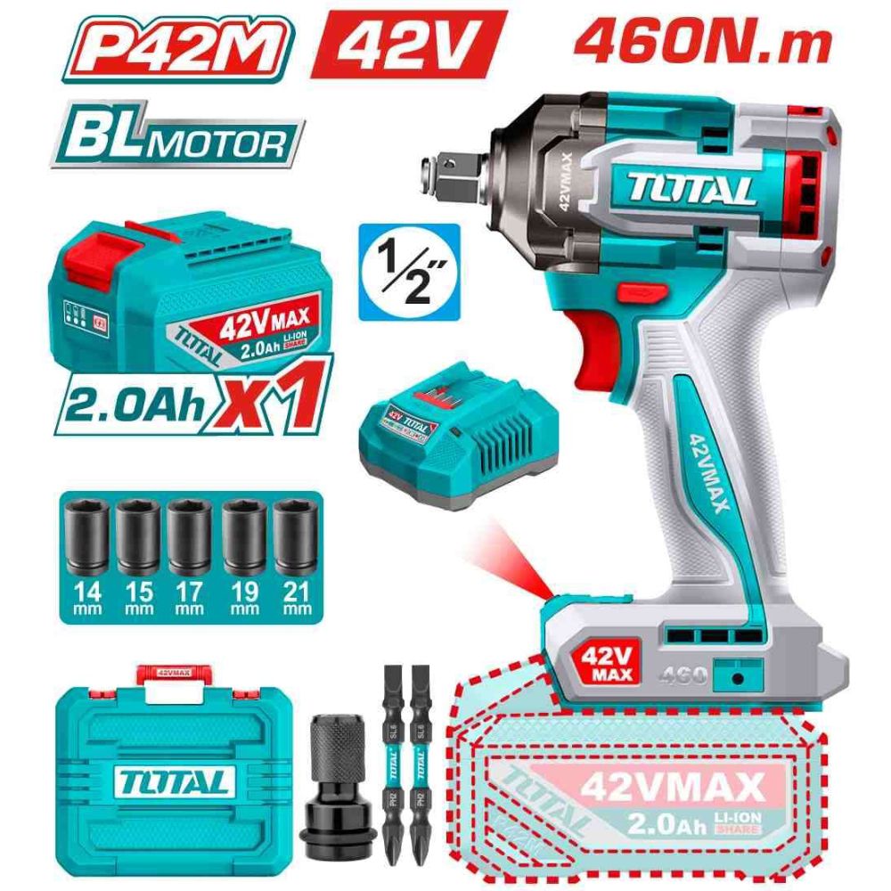 Total 42v Cordless impact wrench TIWLI42461