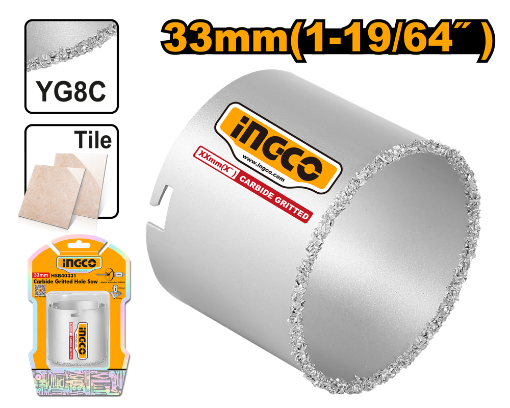 Ingco Carbide gritted hole saw 33mm HSB40331