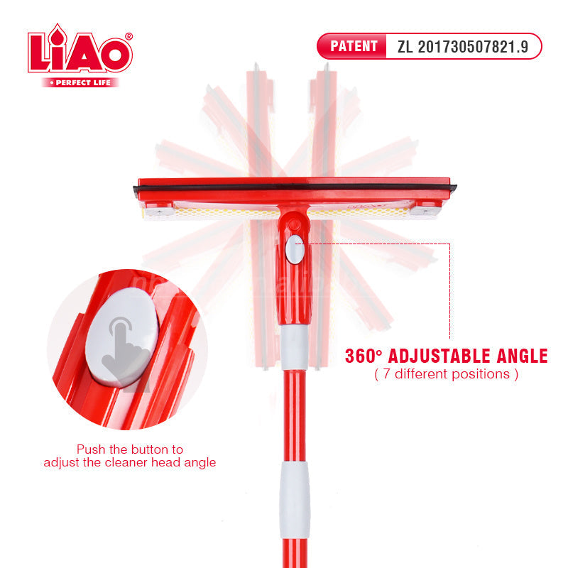 Telescopic Window Cleaner – 4.2ft Steel Pole with Sponge + Squeegee - LiAo
