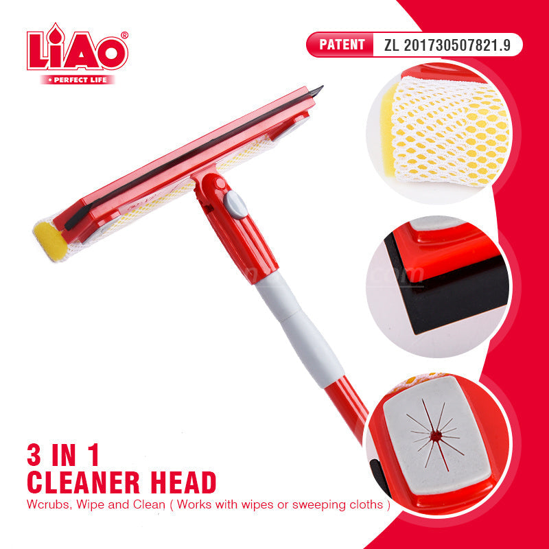 Telescopic Window Cleaner – 4.2ft Steel Pole with Sponge + Squeegee - LiAo