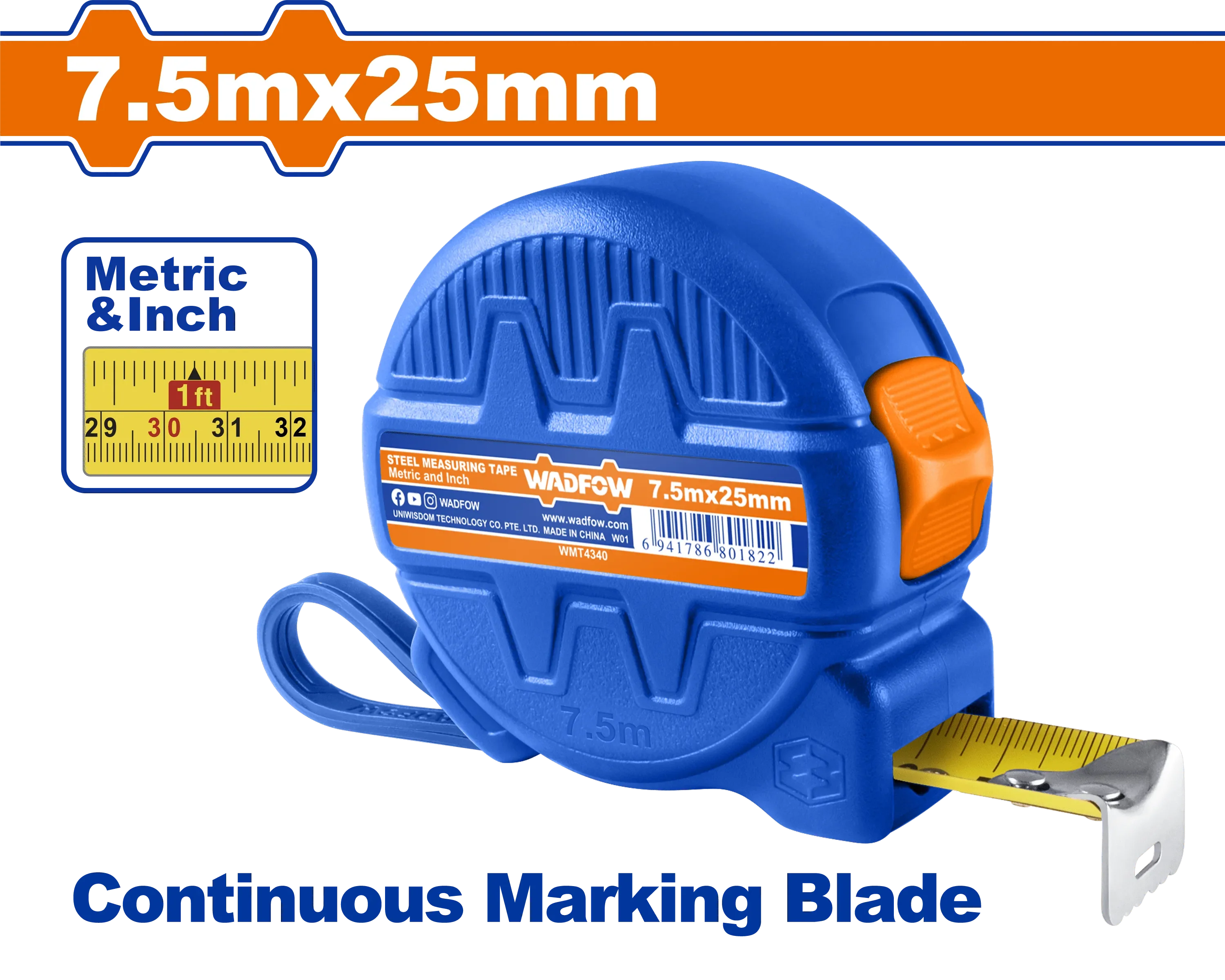 Wadfow Steel measuring tape WMT4340