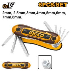 Ingco Ball point hex key 8pcs CR-V HHK14082