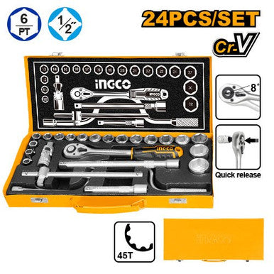 Ingco 24 Pcs 1/2" socket set HKTS0243