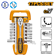 Ingco 17 Pcs 1/2" socket set HKTS12171