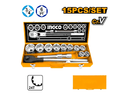 Ingco 15 Pcs 3/4" socket set HKTS034151