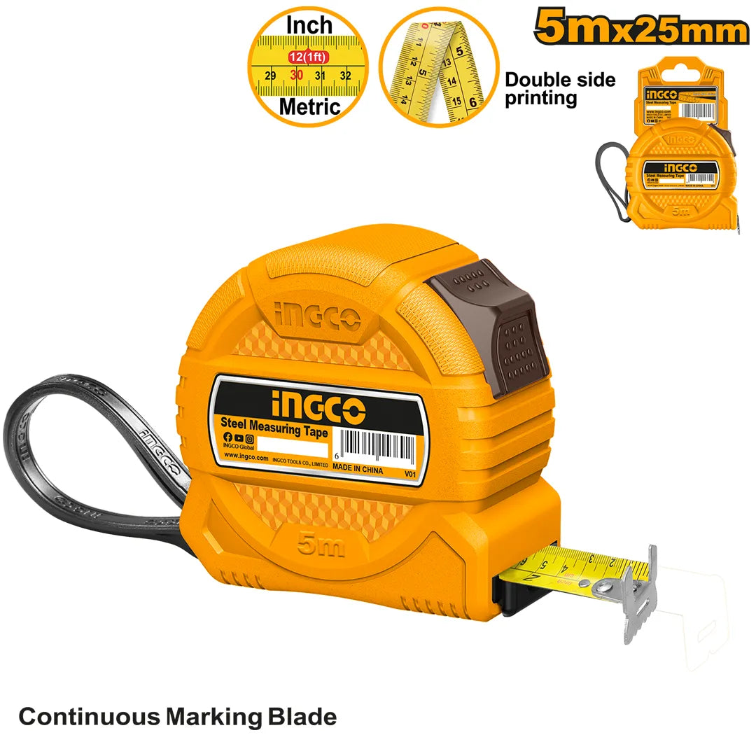 Ingco Steel measuring tape 5m*25mm HSMT39525