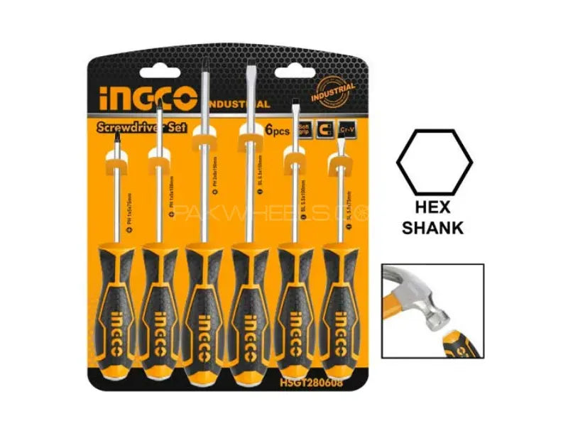 Ingco 6Pcs Go-Through Screwdriver Set HSGT280608