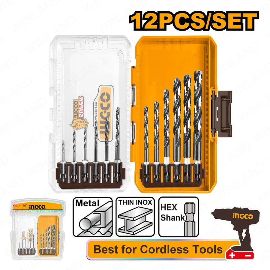 Ingco 12 Pcs HSS drill bits set AKDL11206