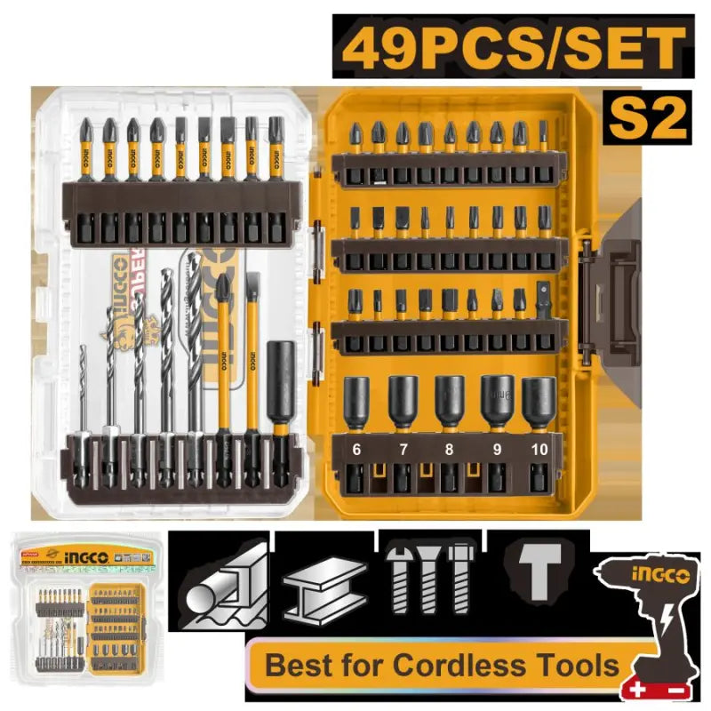 Ingco 49 Pcs impact screwdriver bits set AKDL24906