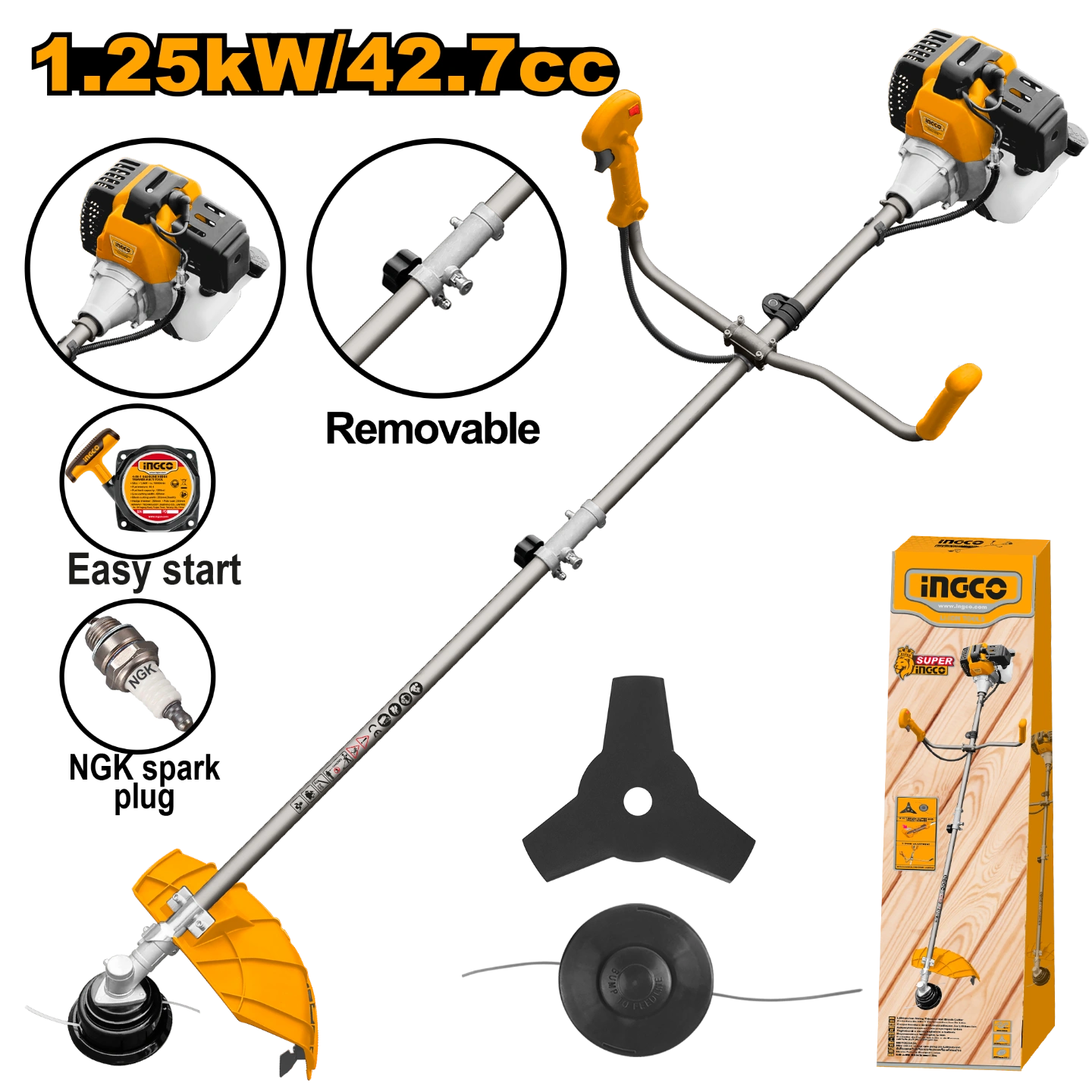 Ingco Gasoline grass trimmer and brush cutter 1250W GBC5434421