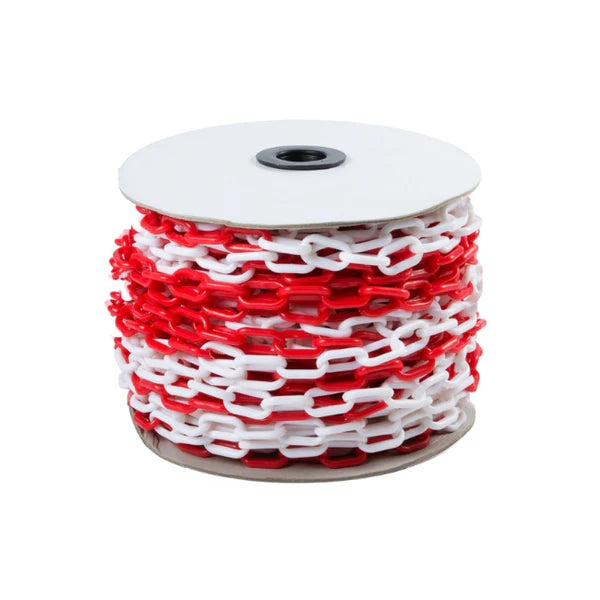 Plastic Barricade Chain | Red & White (Per Foot) 6mm