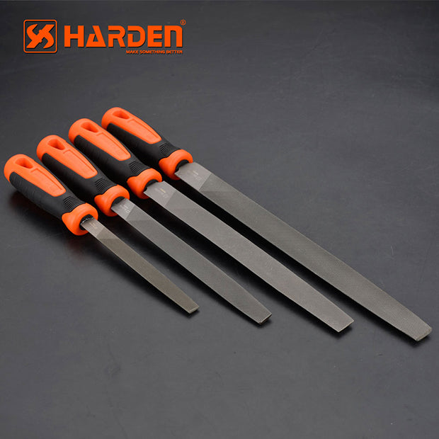 Harden Half round bastard mill file with soft handle 12"