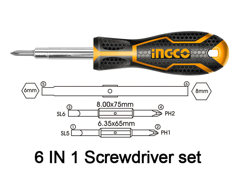 Ingco 6 In 1 screwdriver set  AKISD0608