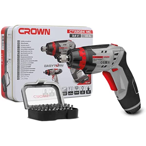 Crown Cordless Screw Driver Rotatetable Handle 3.6V 6.35mm 200rpm 3.5Nm 1.5Ah