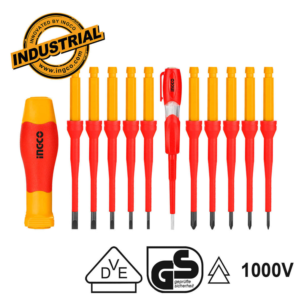 Ingco 12 Pcs interchangeable insulated screwdriver set  HKISD1201