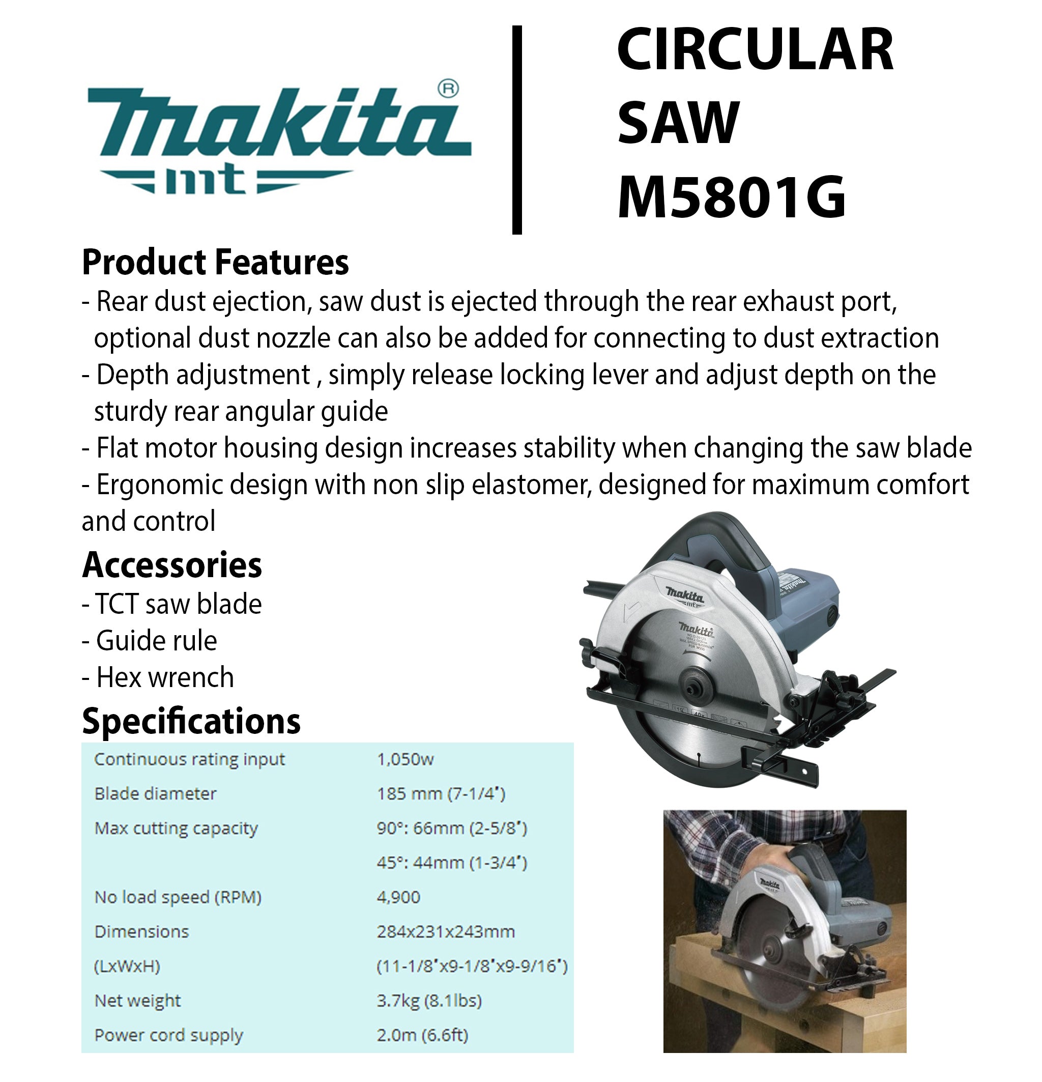 Makita Circular Saw 7" 1050W
