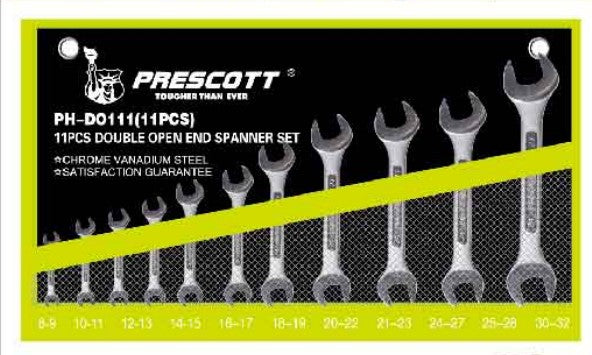 Prescott DOUBLE OPEN END SPANNER SET PHWDI11