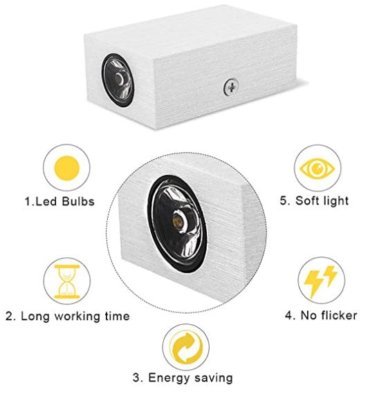 2 x 3w Stainless steel brushed Double sided mini outdoor wall light IP65 3000K