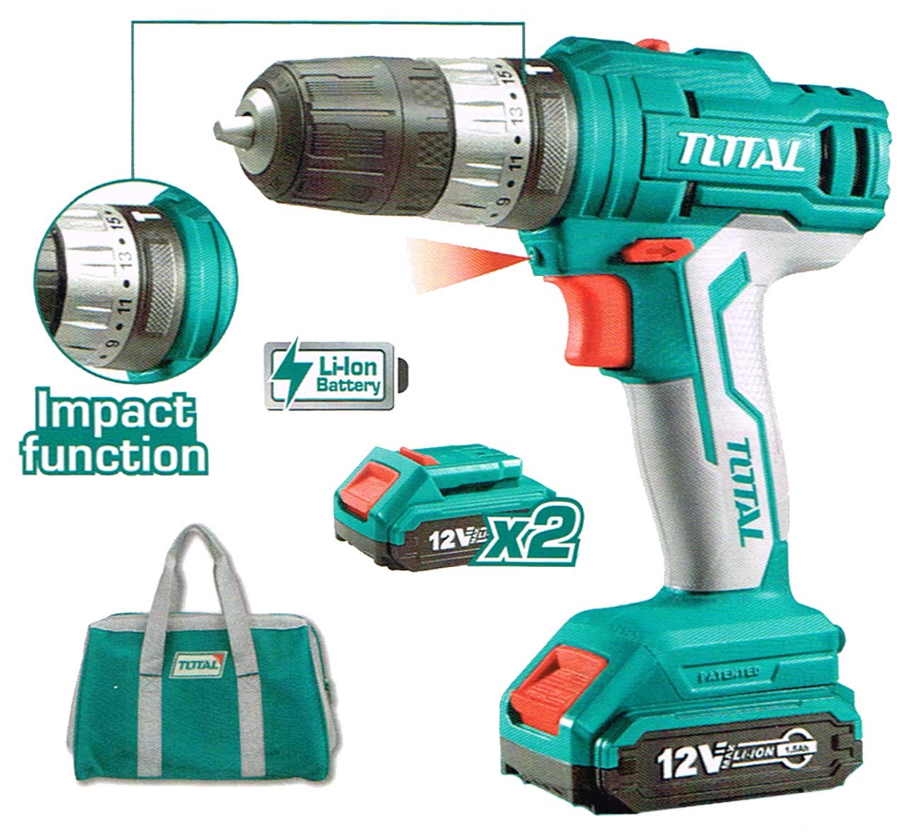 Total cordless hotsell drill 12v