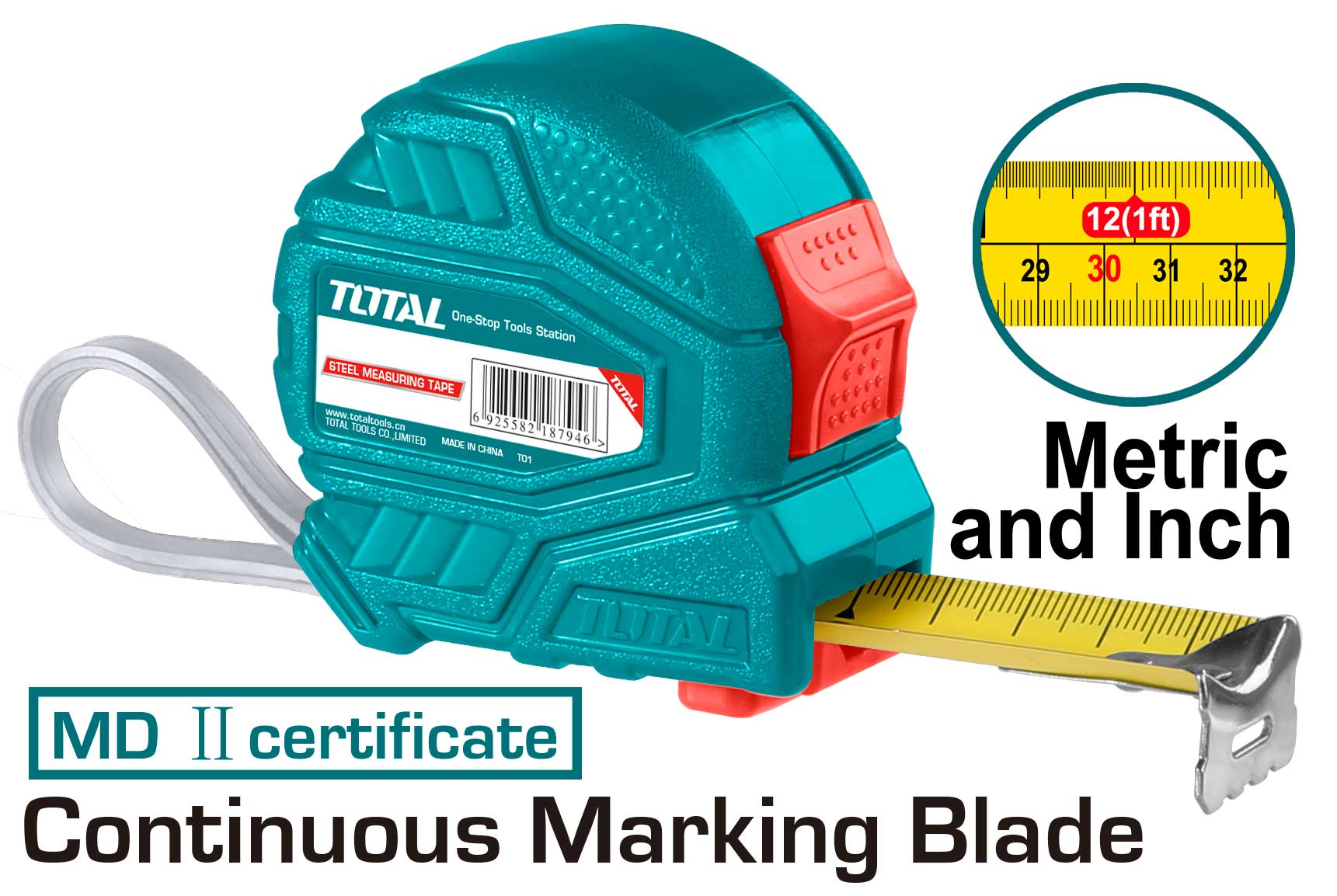 Total Steel measuring tape 5M X 25mm TMT126352