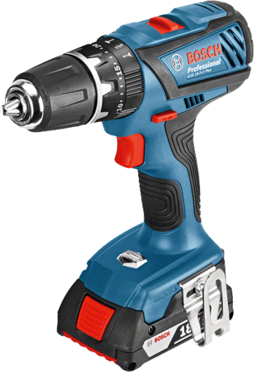 Bosch Cordless Percussion Driver Drill, 13mm, 18.0V, Li-ion, Extra Battery Included, GSB18-2-LI PLUS Professional