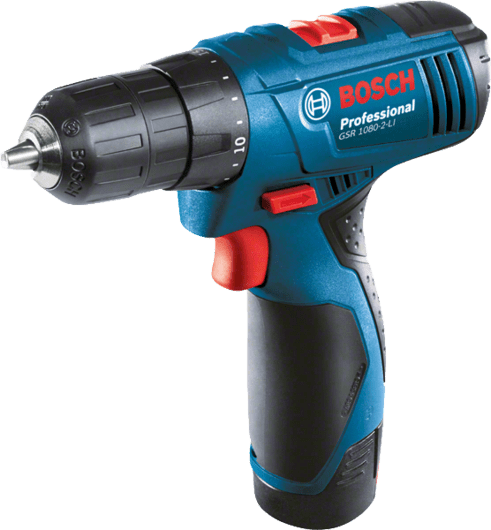 Bosch Cordless Driver Drill, 10mm, 10.8V, Li-ion, Extra Battery Included, GSR1080-2-LI Professional