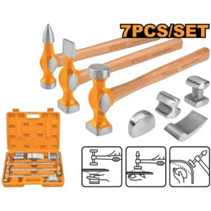 Ingco 7 Pcs Body And Fender Hammer Set(Heavy duty,Genuine Hickory handle）  HBAFH0711