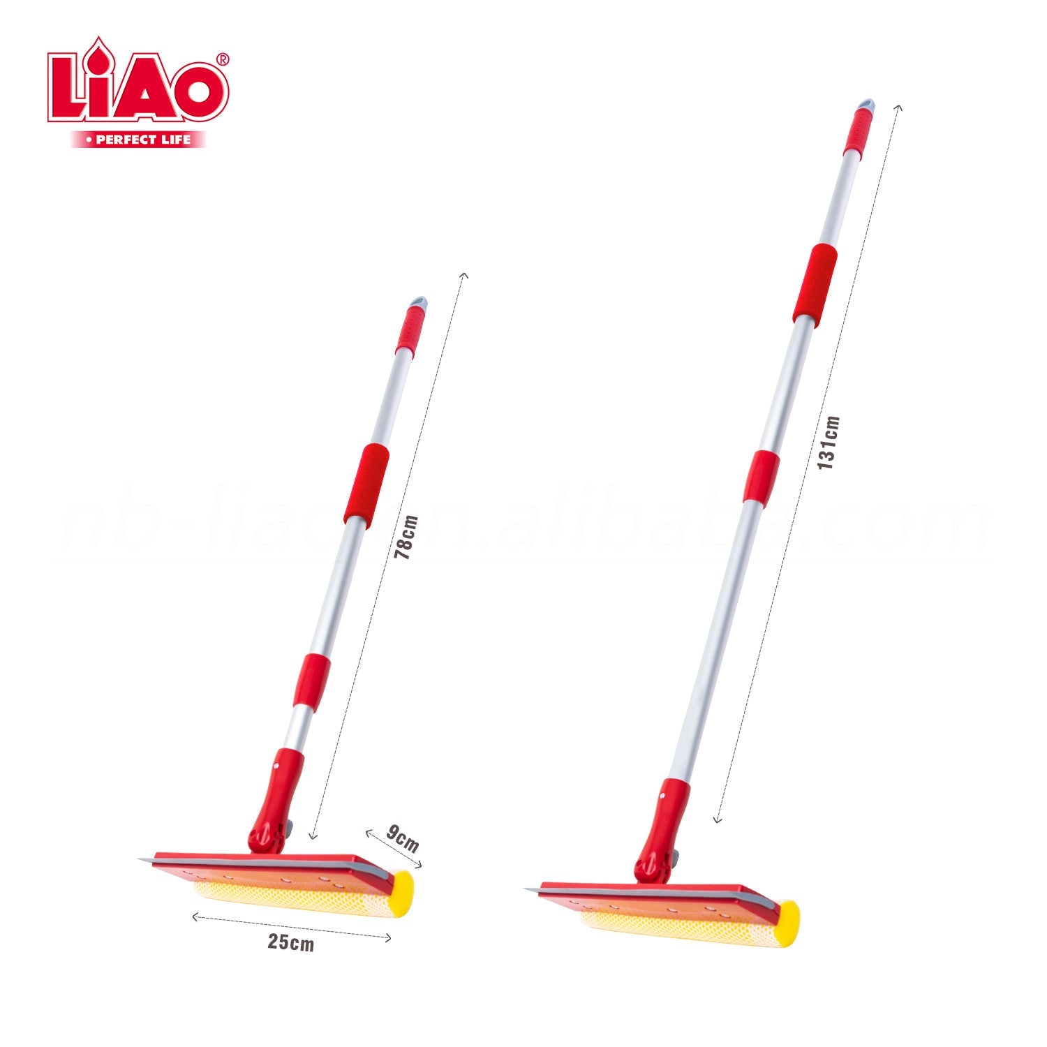 Telescopic 4.2ft Aluminium Pole Sponge + Squeegee Window Cleaner - LiAo
