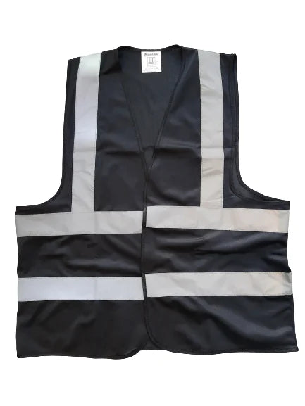 Safety Hi-Vis Vest with Reflector - 120 GSM High Visibility Safety Vest - Black