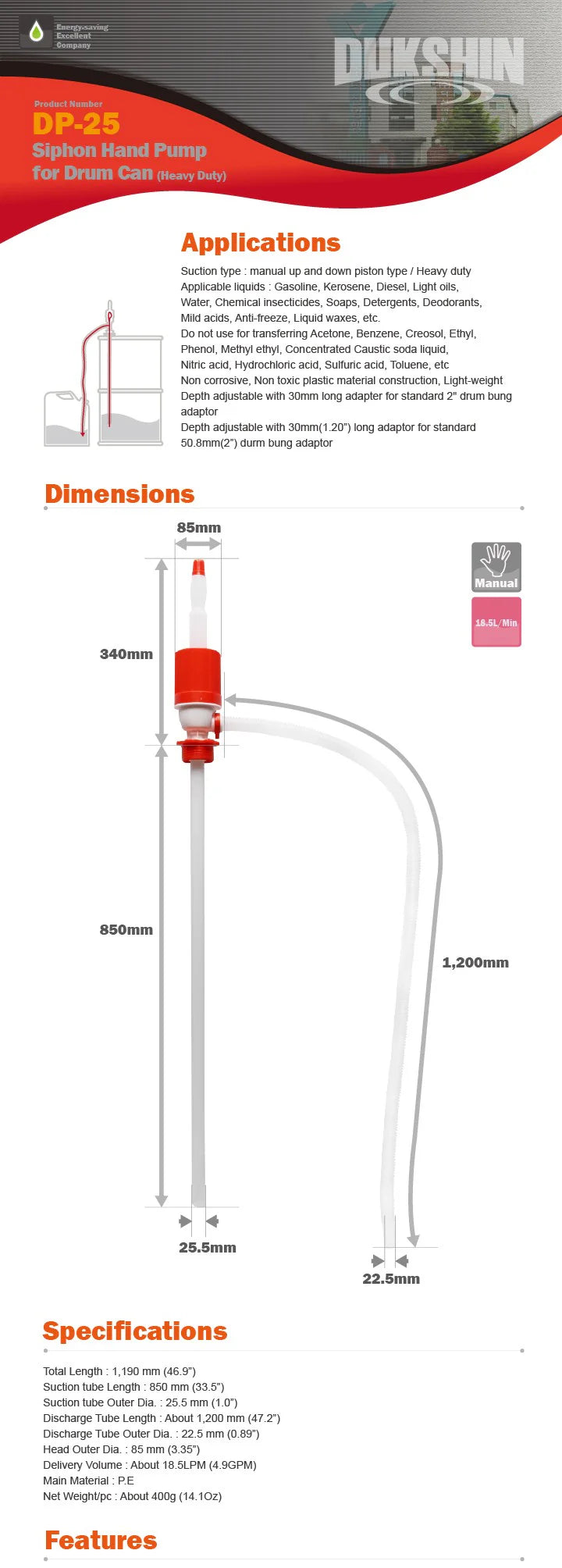 SYPHON HAND PUMP DP25