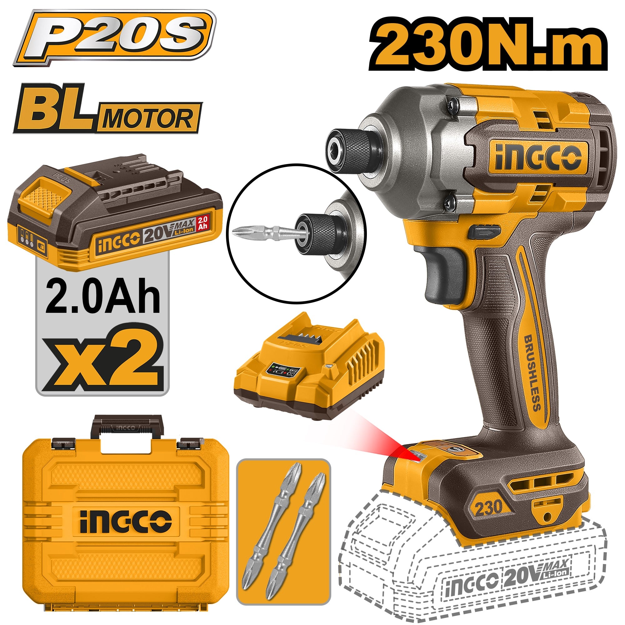 Ingco Cordless impact driver 20V CIRLI2023