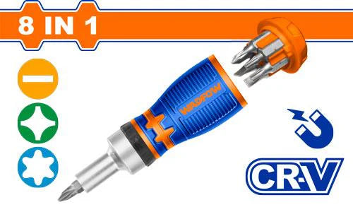 WADFOW 8 in 1 stubby ratchet screwdriver set WSS8608