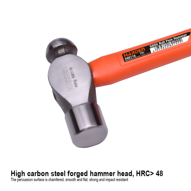 Harden Ball Pein Hammer with Fiberglass Handle 0.91kg