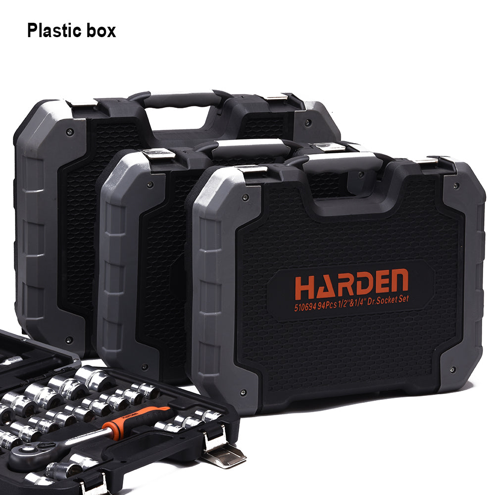 Harden 120+2Pcs 1/2 " &3/8" &1/4 " Dr. Socket set