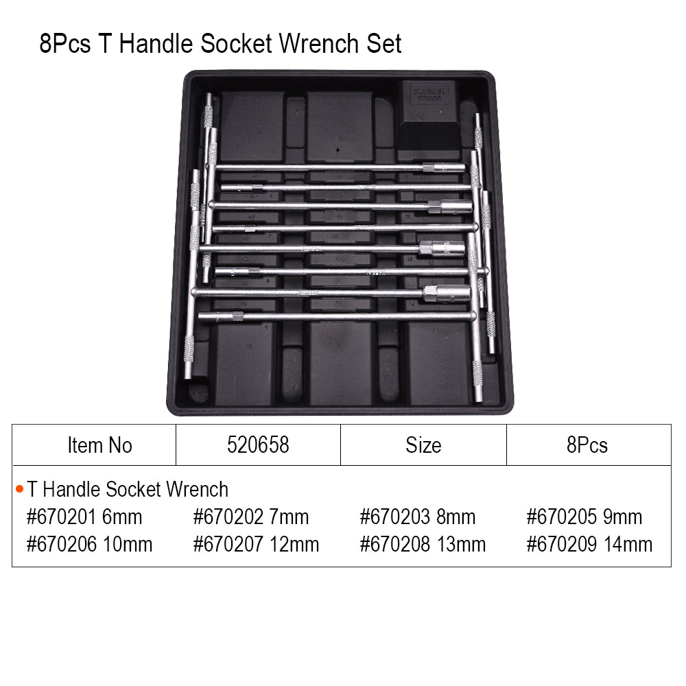 Harden 8pcs T handle socket wrench