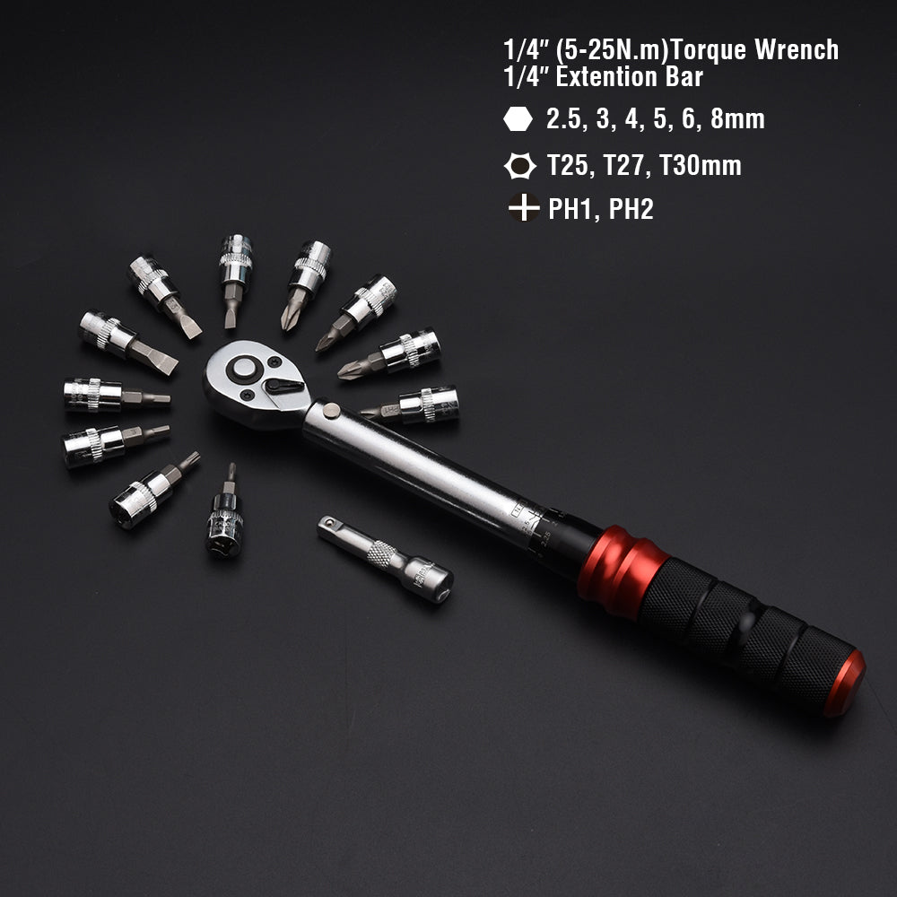 Harden 13Pcs 1/4" Torque Wrench SetSize5-25N.m