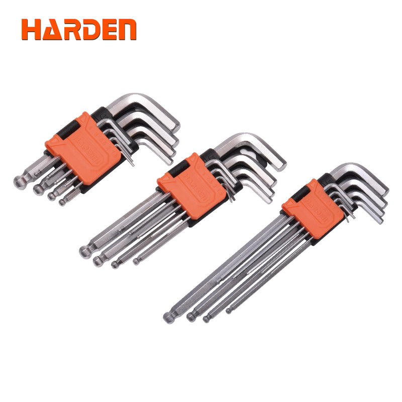 Harden 9Pcs Long Ball Key Wrench Size 1.5 - 10mm